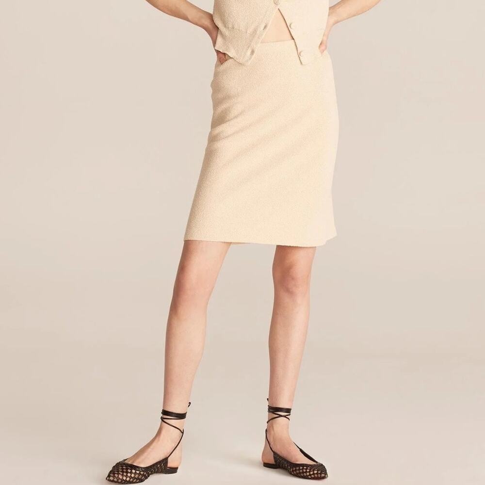 Rebecca Taylor Mini Bouclé Skirt Marzipan Large NEW